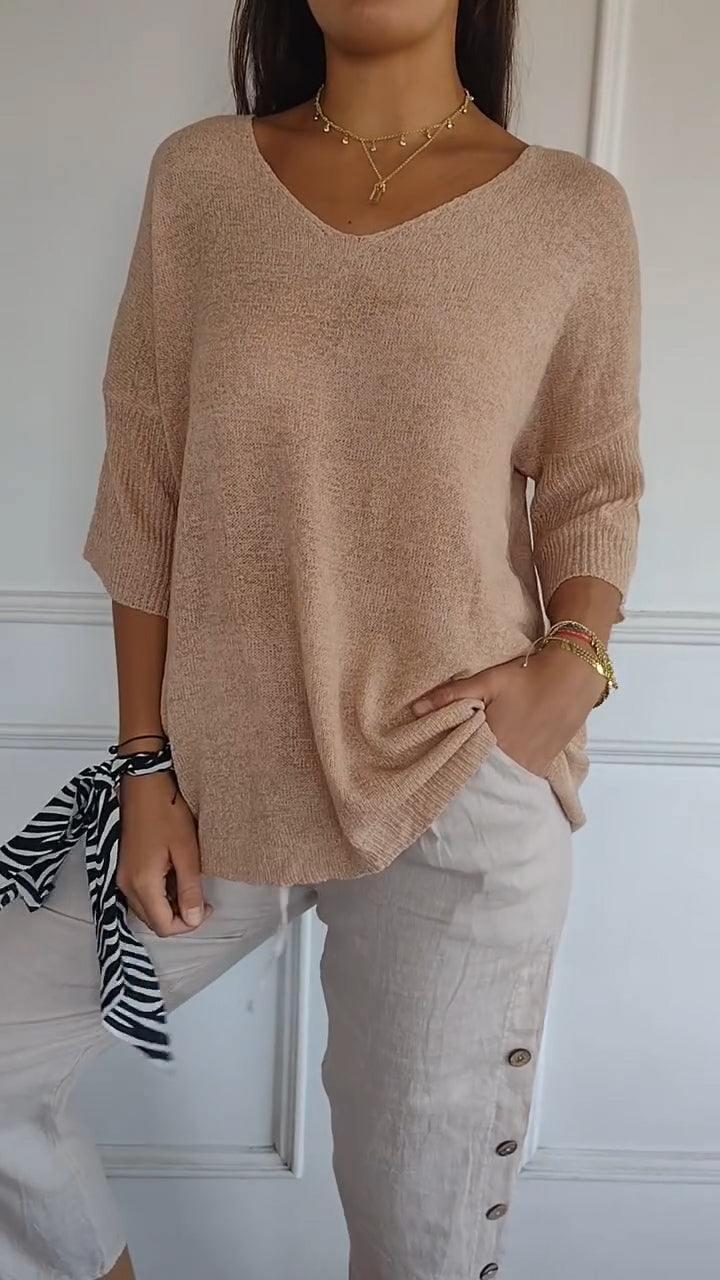 Alina| Soft Drape V-Neck Knit - Effortlessly elegant