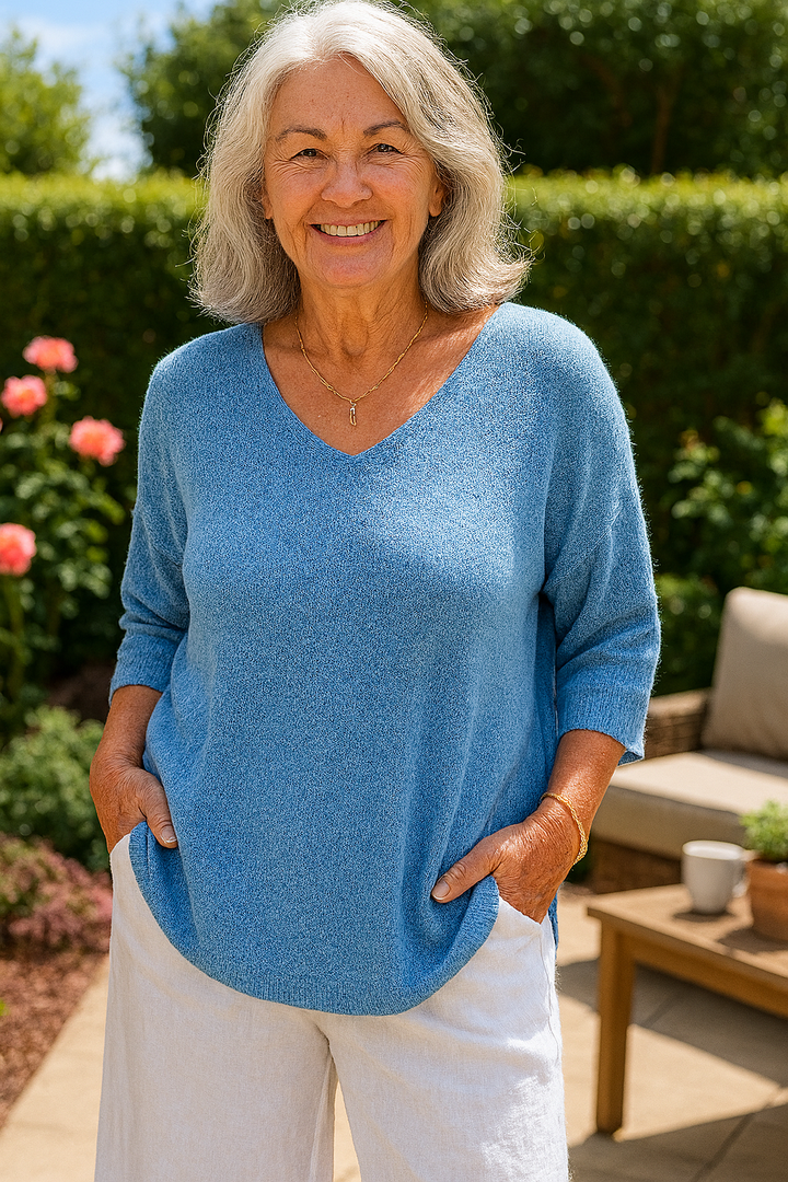 Alina| Soft Drape V-Neck Knit - Effortlessly elegant