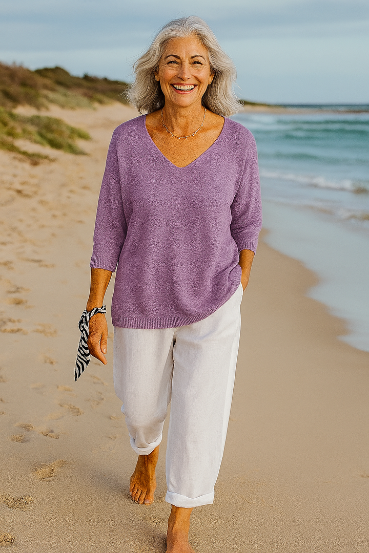 Alina| Soft Drape V-Neck Knit - Effortlessly elegant